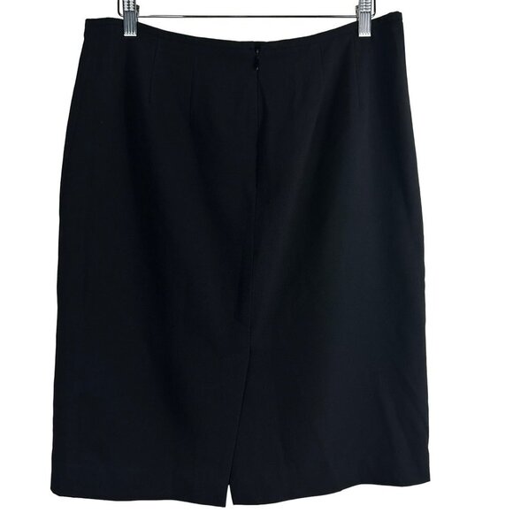 Calvin Klein Black Suit Jacket Gold Zip Faux Pockets and Skirt 2 Piece Size 12 - Picture 9 of 16